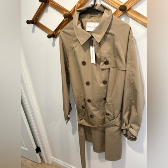 NWT- REBECCA MINKOFF BELTED TRENCH COAT - Size L - Picture 2 of 11